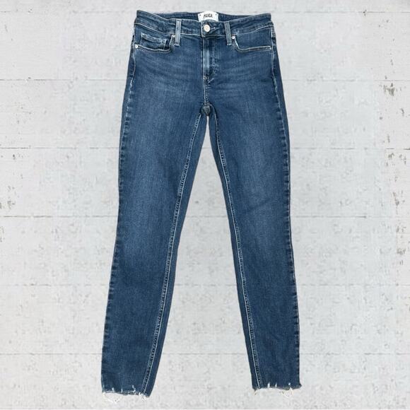 Paige Women's Blue Verdugo Ankle Skinny Jeans With Raw Hem Size 27 - Picture 2 of 12